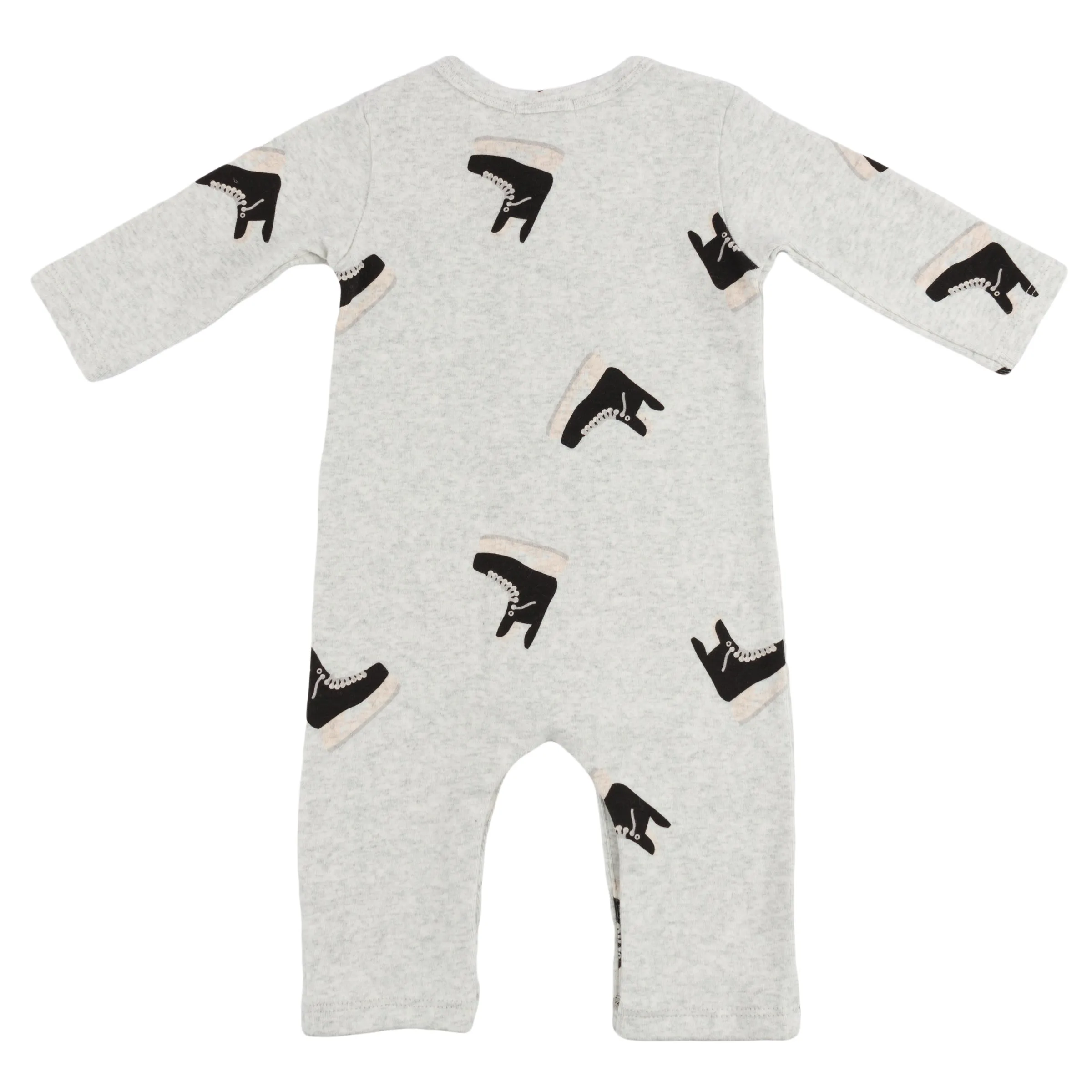 oh baby! One Button Romper - Hockey Print - Heather Gray