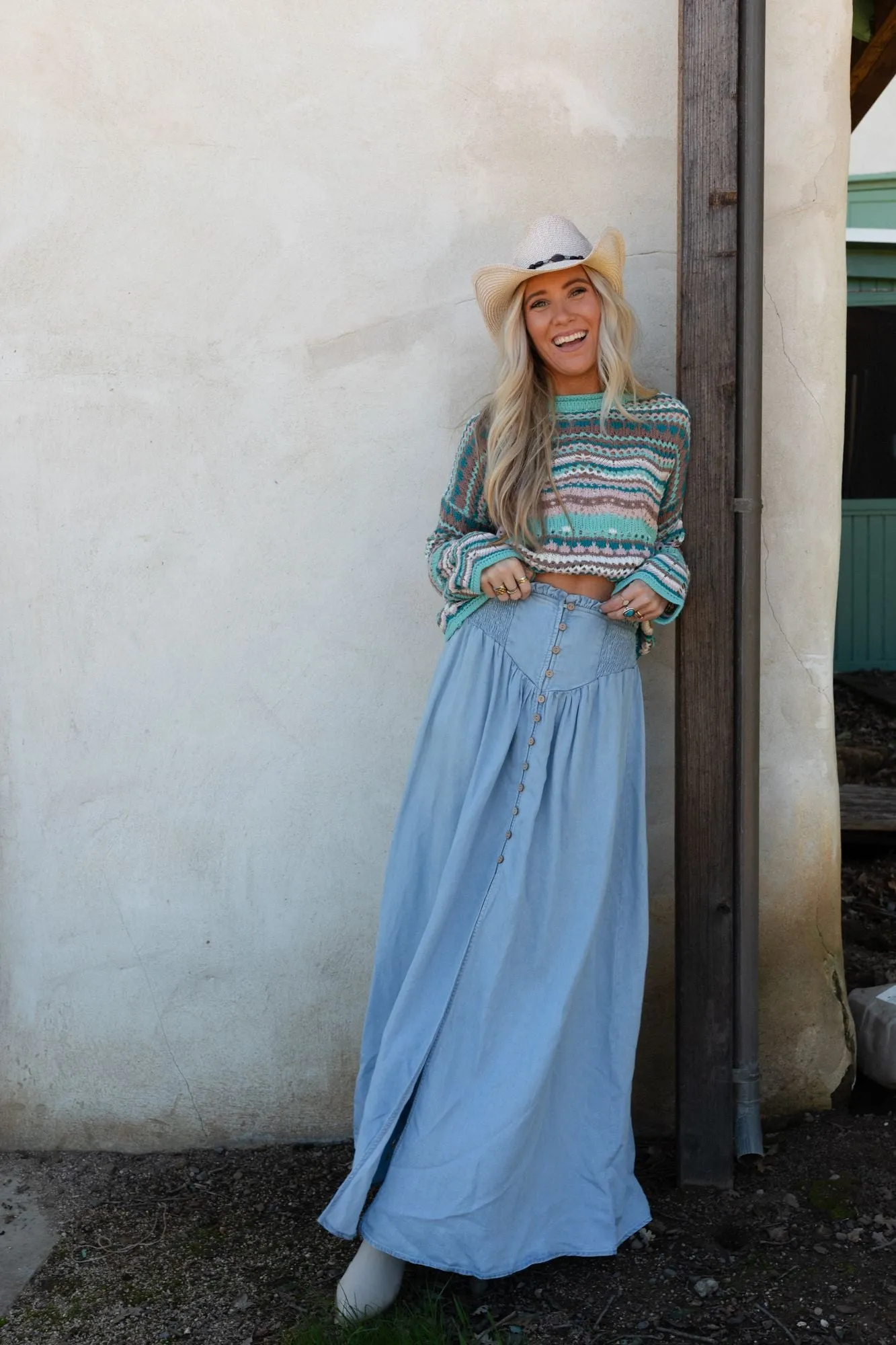 Pacific Coast Denim Maxi Skirt - Blue