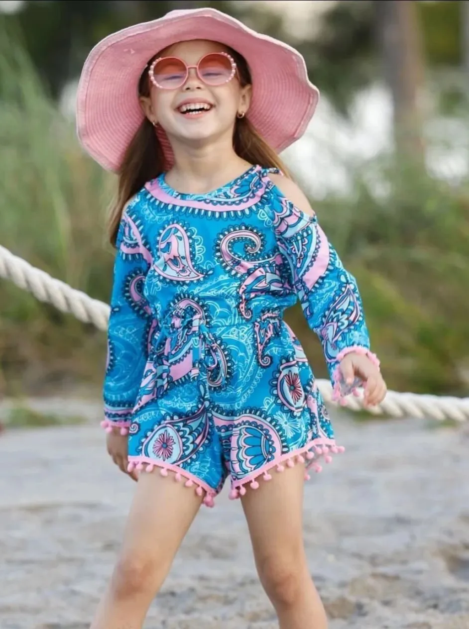 Paisley Posh Drawstring Romper