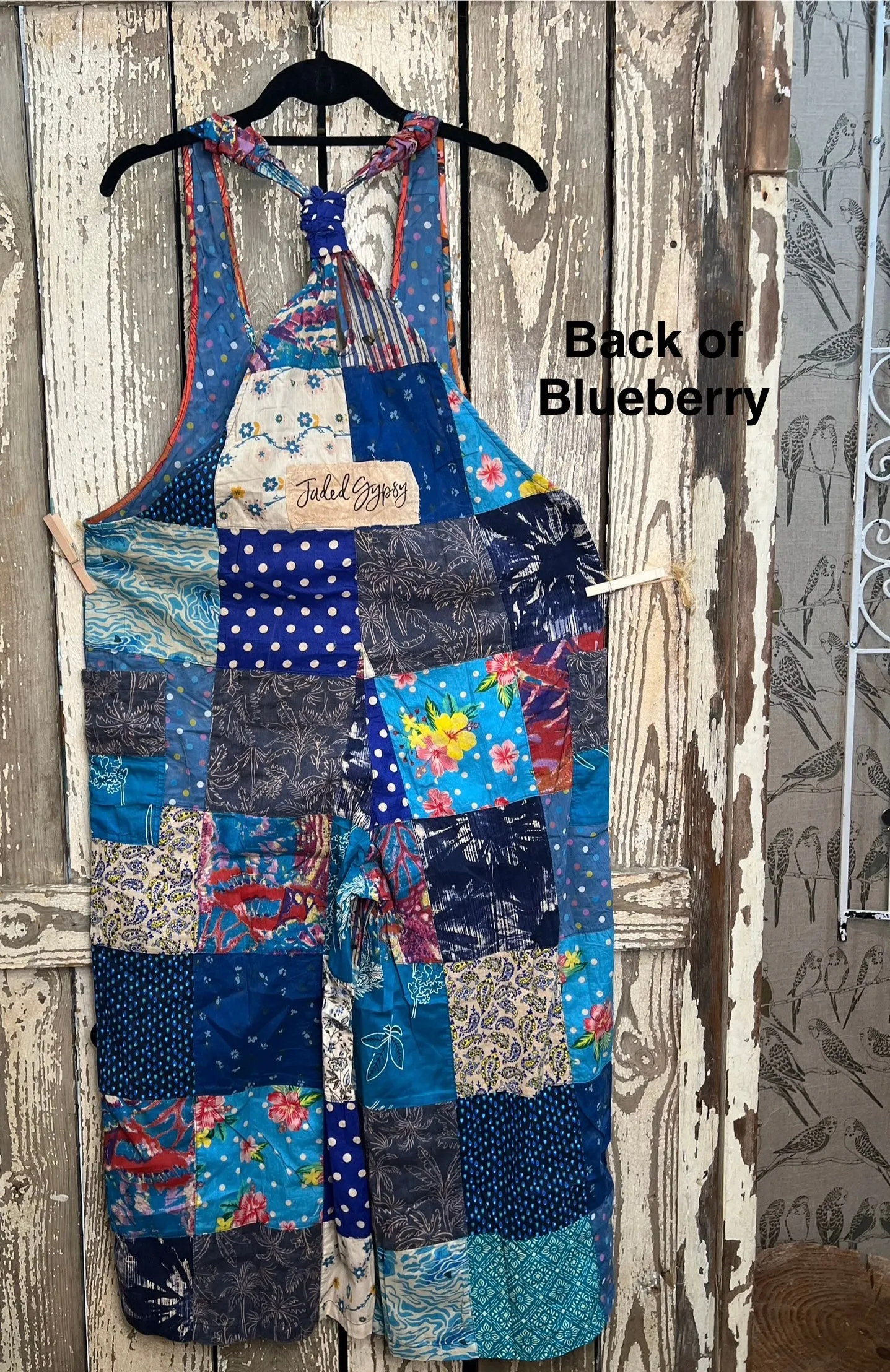 Patchwork Dreams Racerback Romper "Blueberry" by Jaded Gypsy