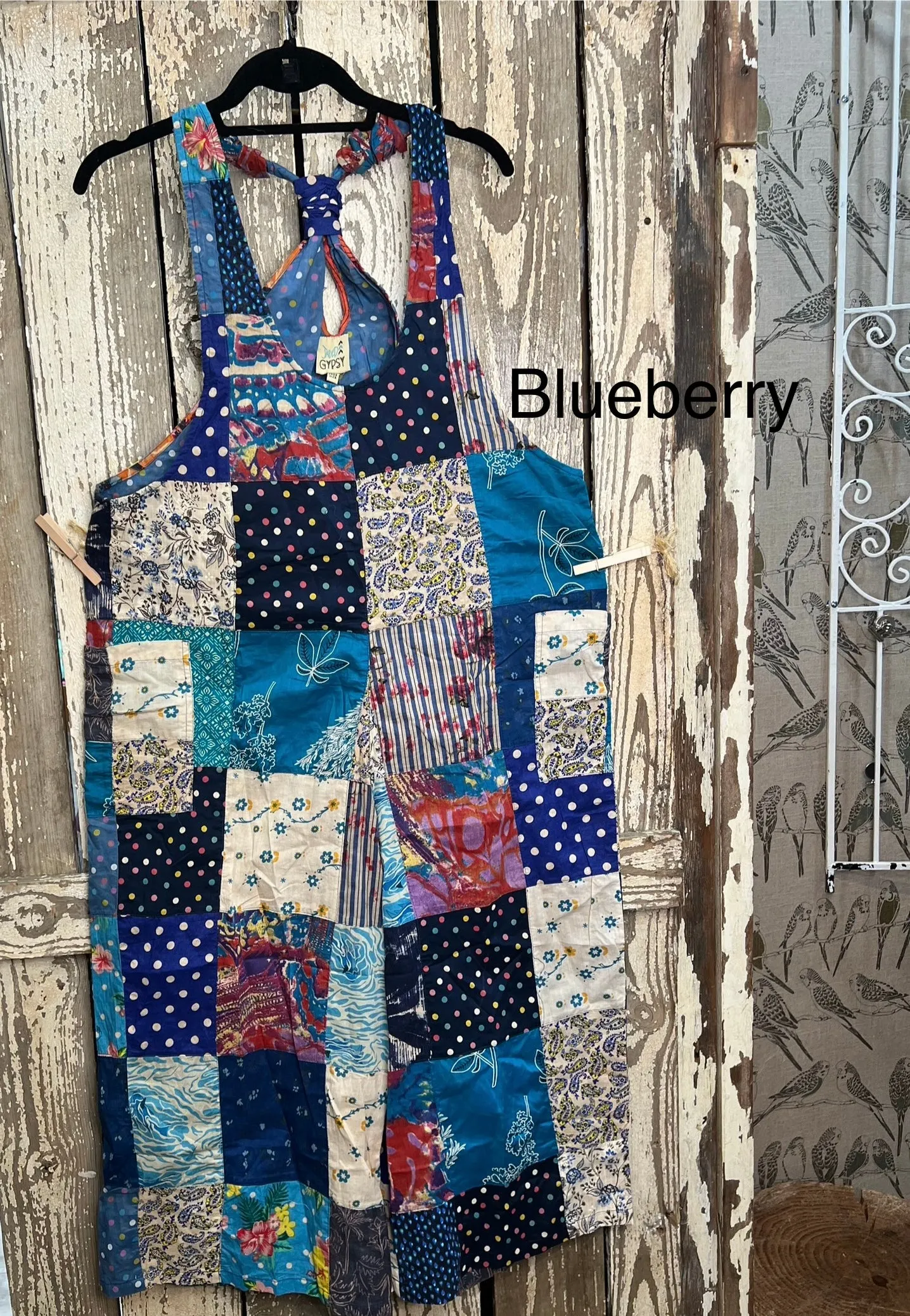 Patchwork Dreams Racerback Romper "Blueberry" by Jaded Gypsy