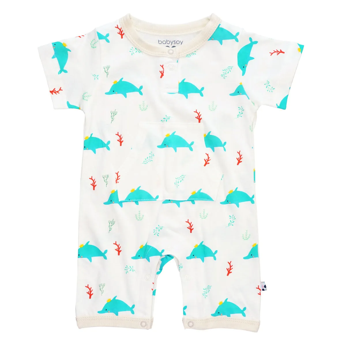 Pattern Dolphin Pocket Romper