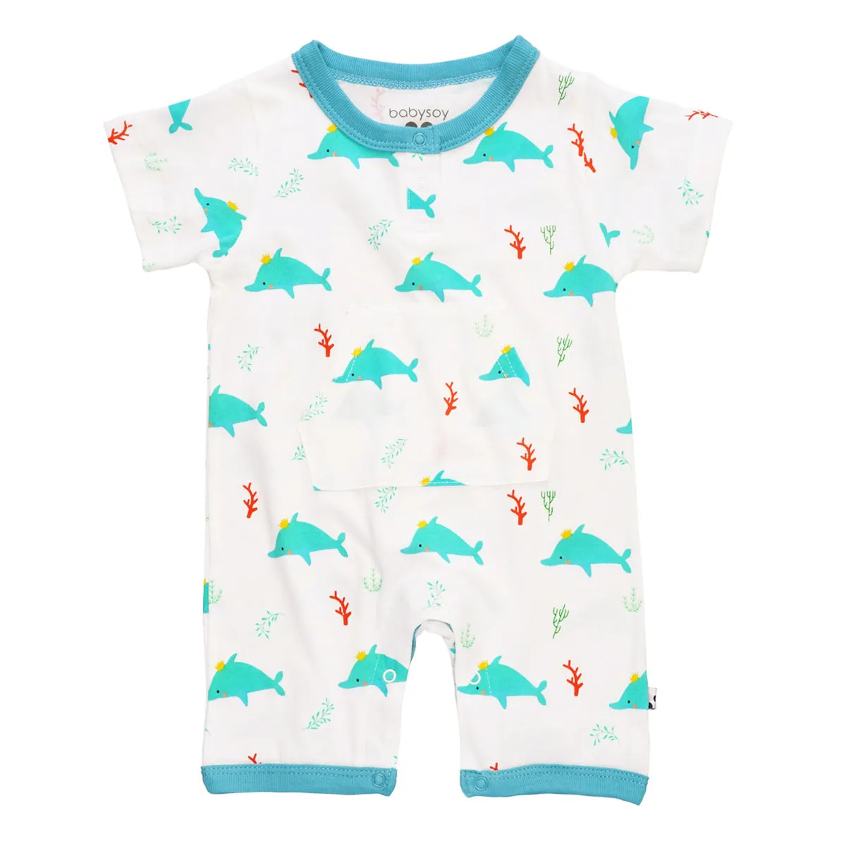 Pattern Dolphin Pocket Romper