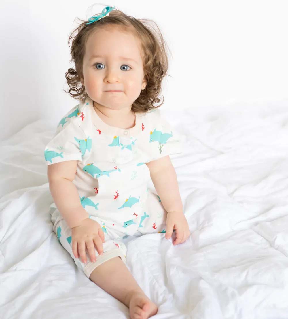 Pattern Dolphin Pocket Romper