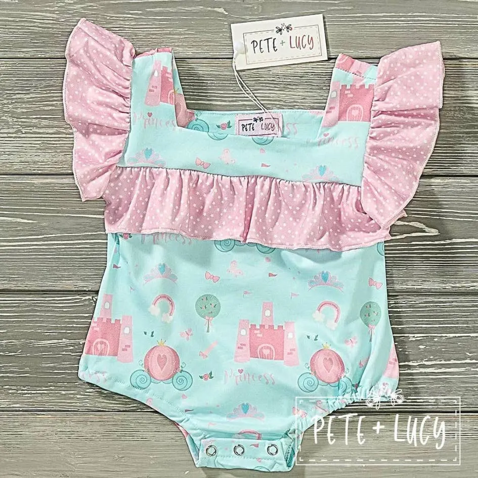 PETE   LUCY Princess Carriage Ruffle Romper Infant Baby