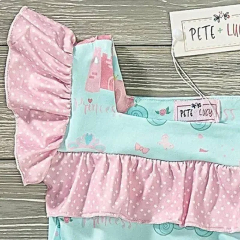 PETE   LUCY Princess Carriage Ruffle Romper Infant Baby