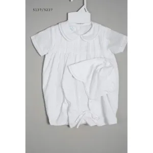 Petit Ami Infant Boys White Romper Pintucks