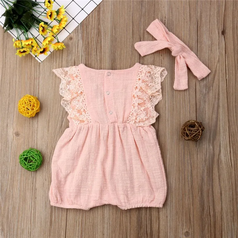 Pink Laced Romper