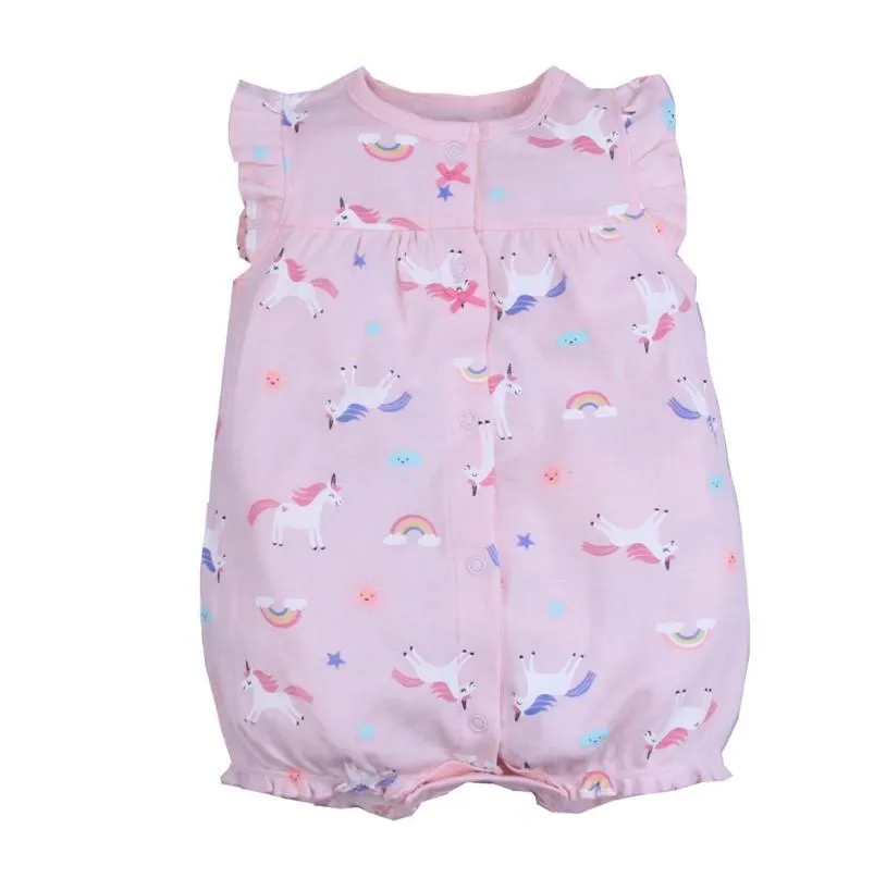 Pink Unicorn Baby Romper Shorts