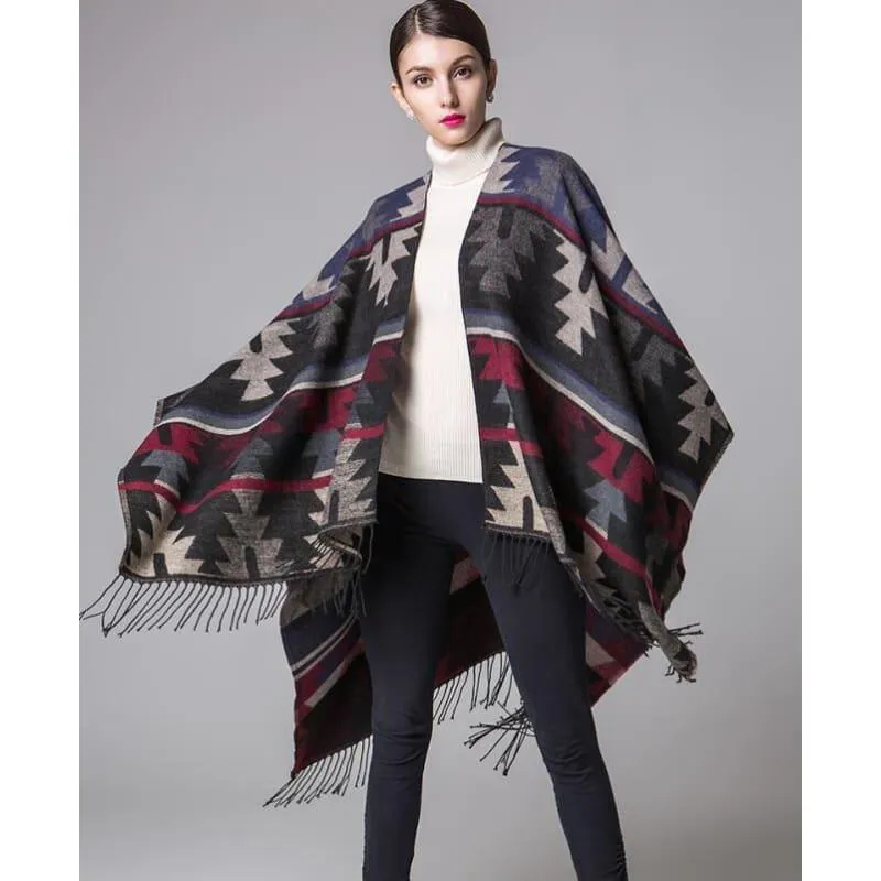 Ponchos and Shawl Knit Cashmere Scarf