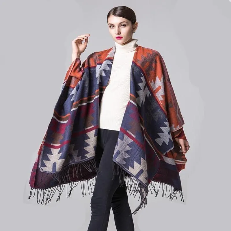 Ponchos and Shawl Knit Cashmere Scarf