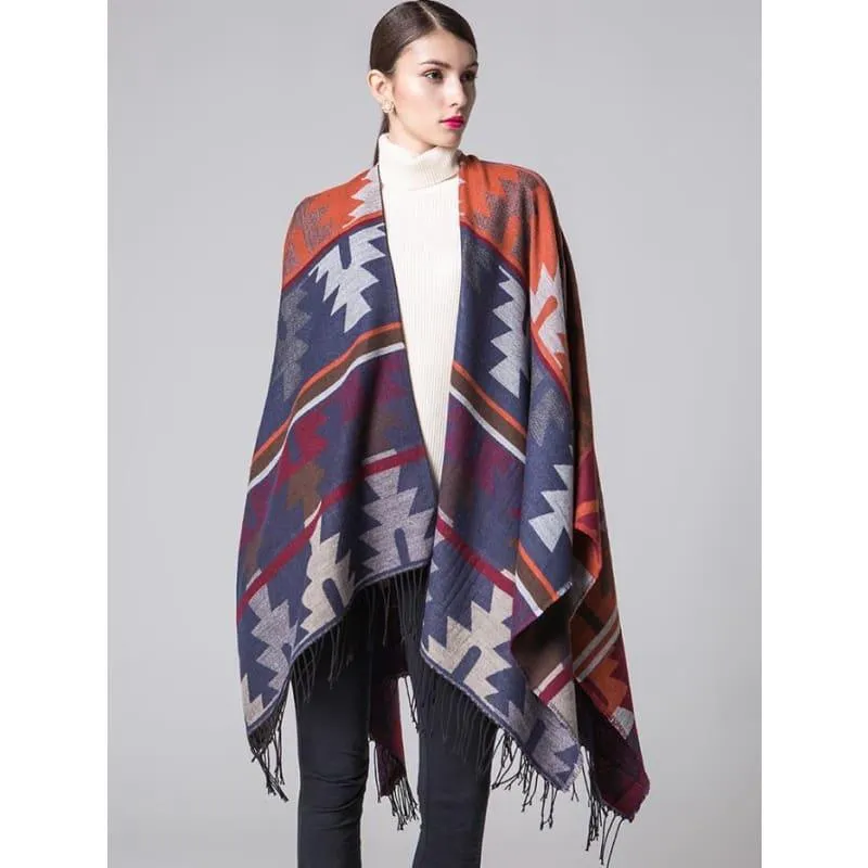 Ponchos and Shawl Knit Cashmere Scarf