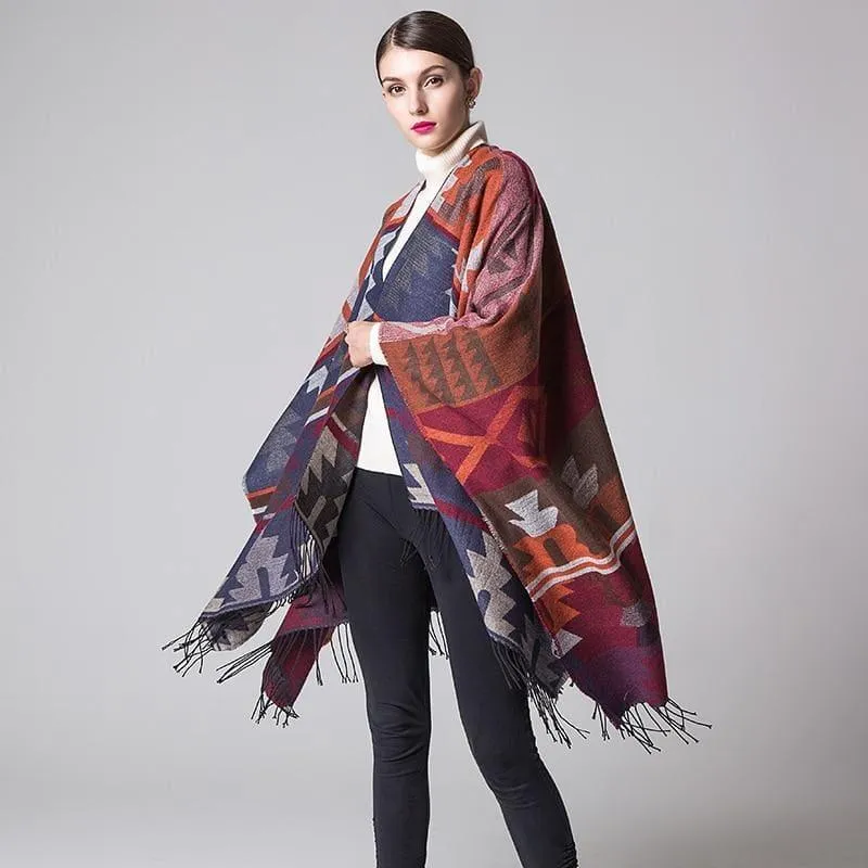 Ponchos and Shawl Knit Cashmere Scarf