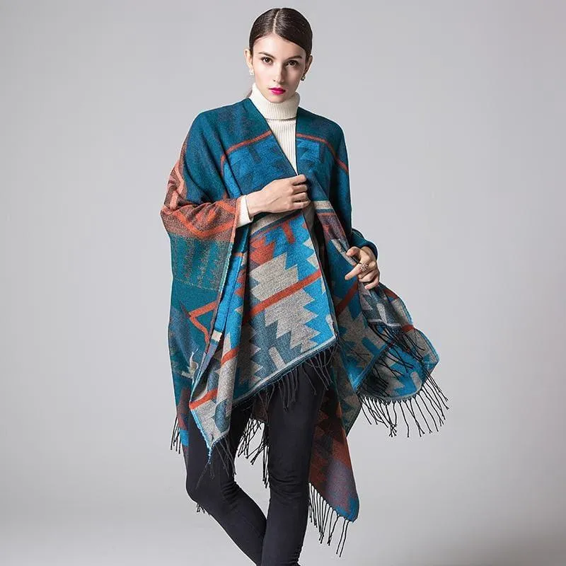 Ponchos and Shawl Knit Cashmere Scarf