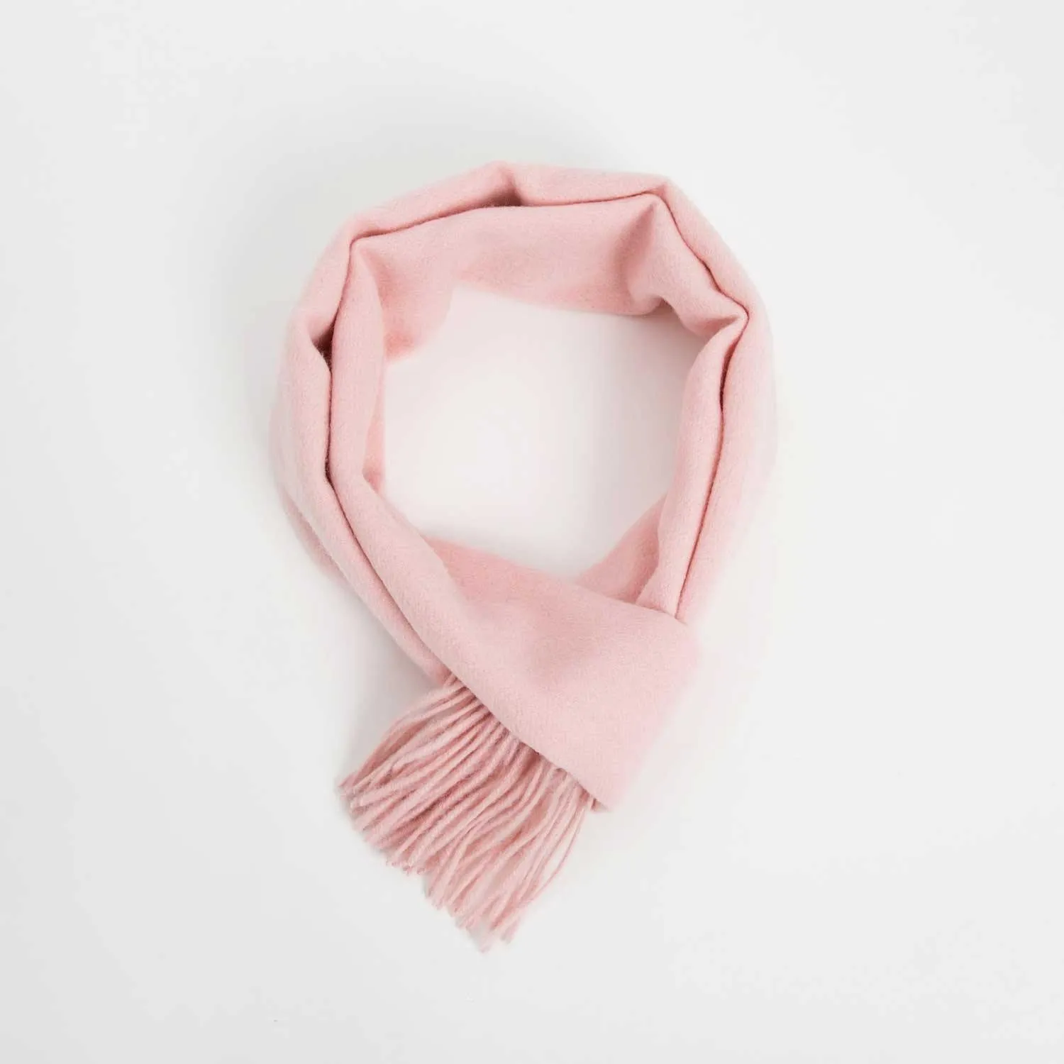 POSH FLEECE Pure Wool Scarf with Fringe Light Pink