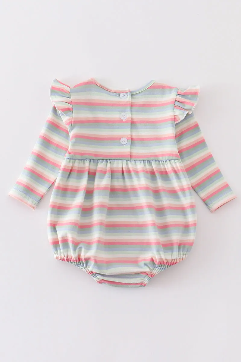 Premium Multicolored stripe ruffle girl romper