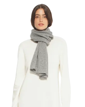 Pure Cashmere Plain Knit Scarf Medium Grey