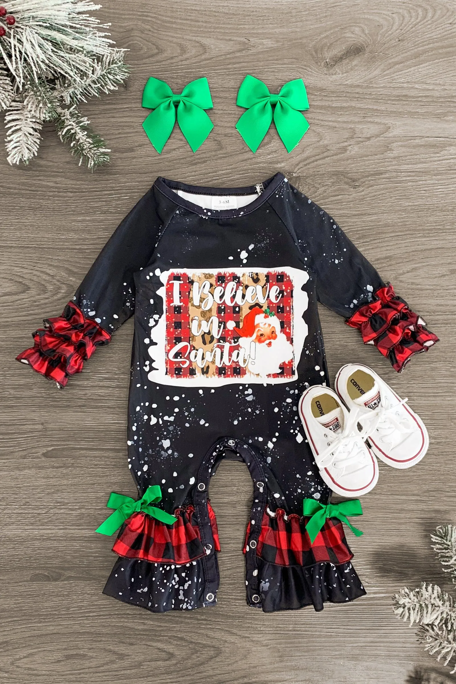 "I Believe In Santa" Ruffle Romper