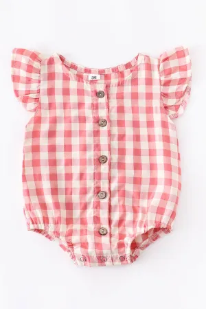 Red Plaid Baby Bubble Romper