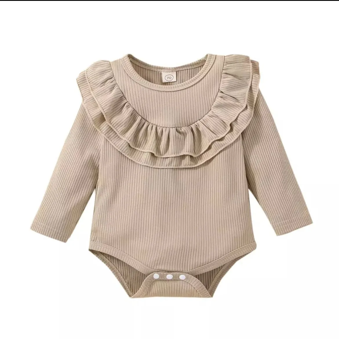 Ribbed Frill Romper - Long Sleeve Baby Girl