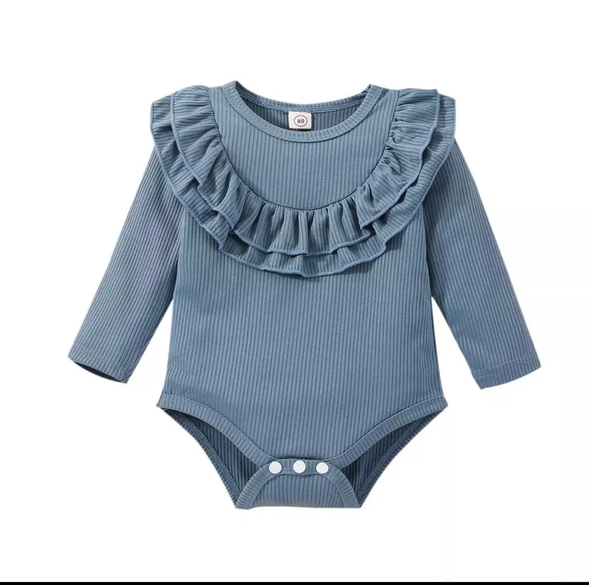 Ribbed Frill Romper - Long Sleeve Baby Girl