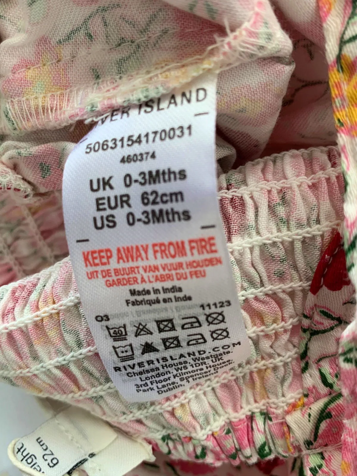 River Island Pink Floral Rustic Retreat Romper 0-3 Months