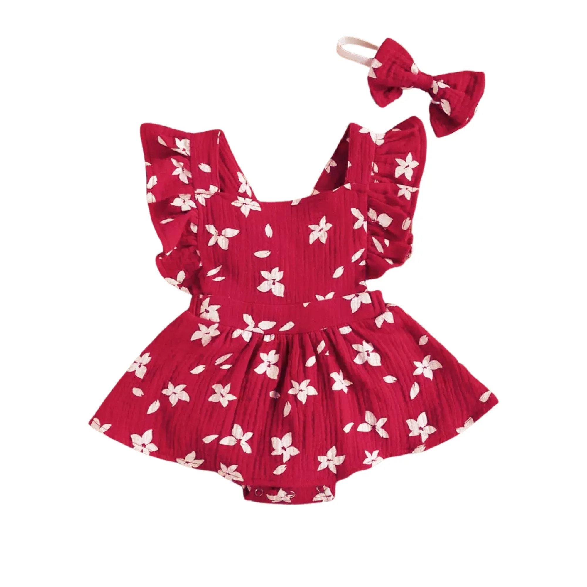 Ruby Red Floral Romper