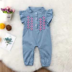 Ruffle Denim Romper