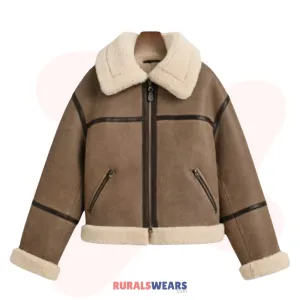 RW Authentic Sheepskin Taylor Swift Brown Shearling Jacket