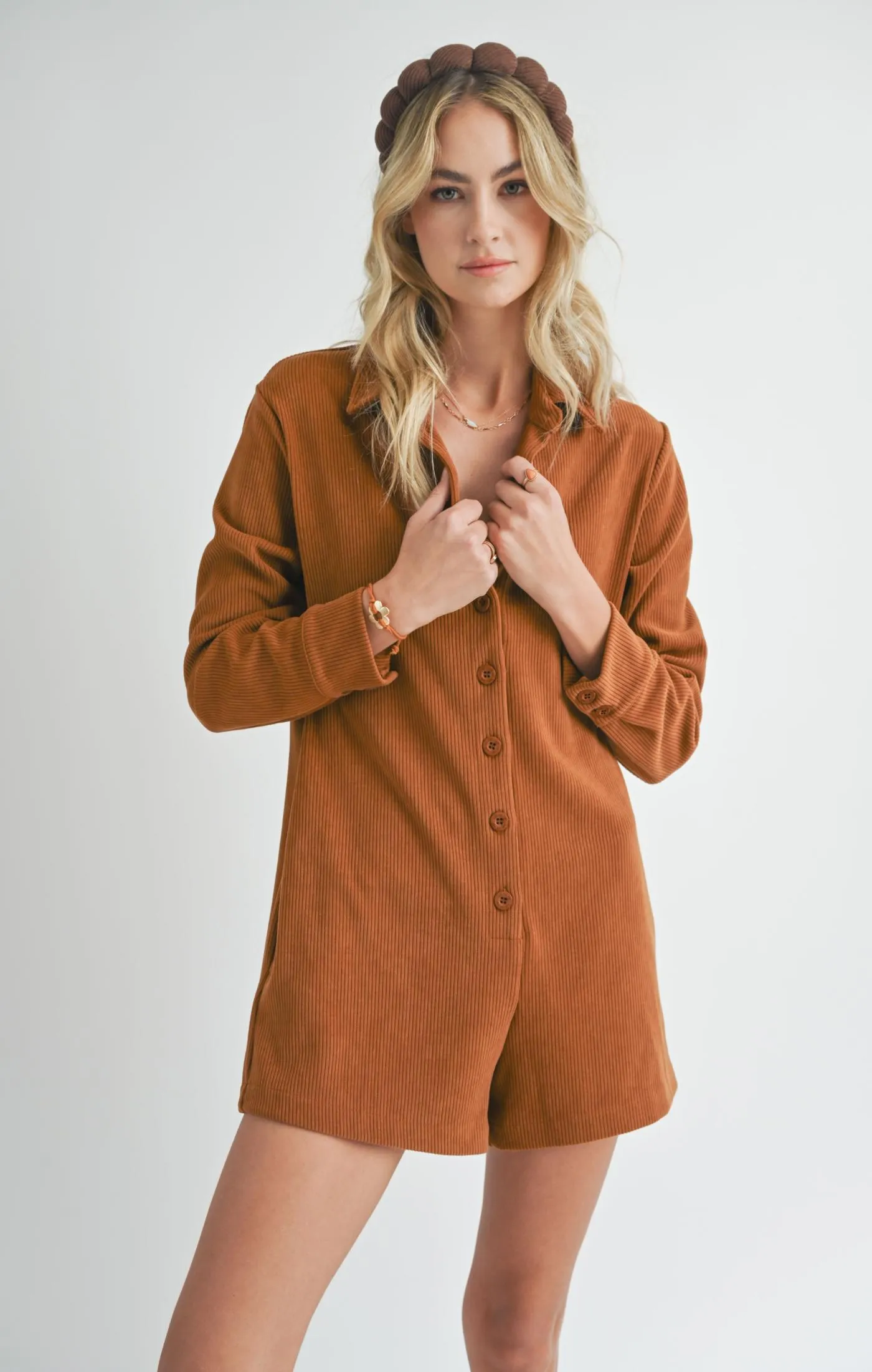 Sadie & Sage Artful Stretch Corduroy Romper