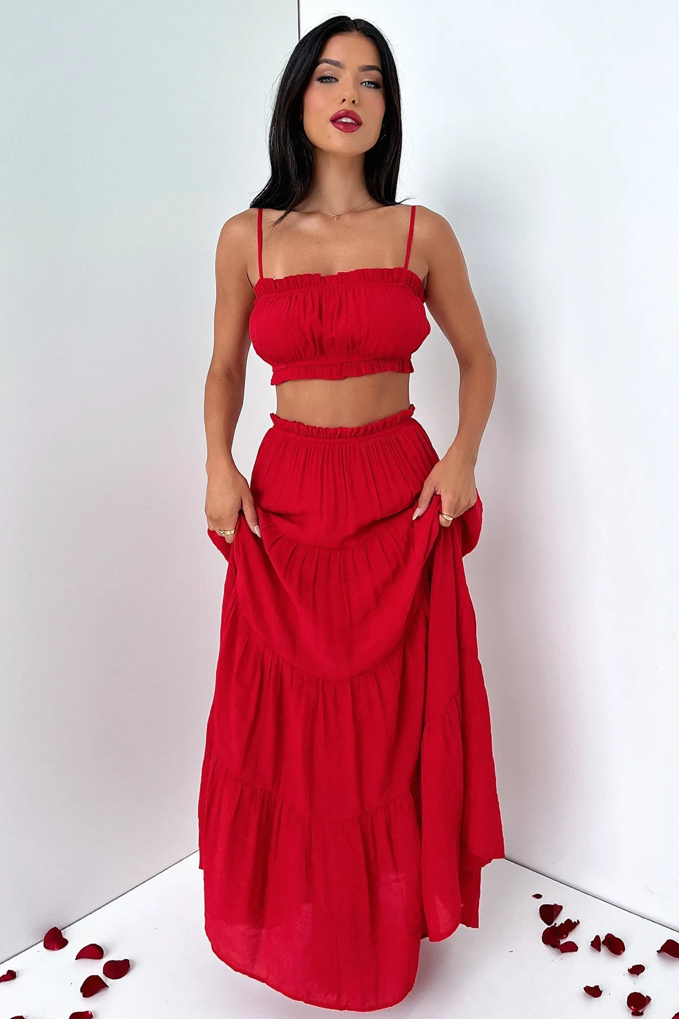 Selina Maxi Skirt - Red