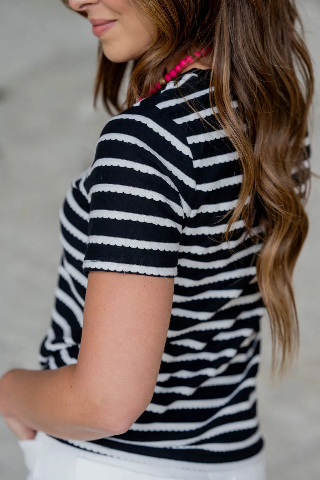 Simple Scalloped Stripes Tee