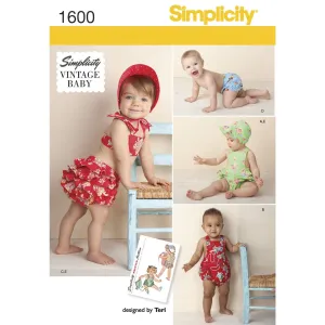 Simplicity Pattern 1600 Babies' Vintage Romper Set