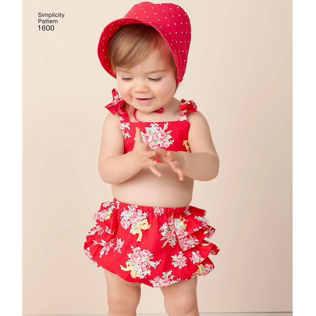 Simplicity Pattern 1600 Babies' Vintage Romper Set