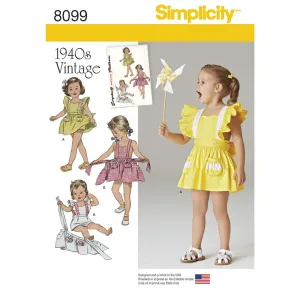 Simplicity Pattern 8099 Toddlers' Romper and Button-on skirt