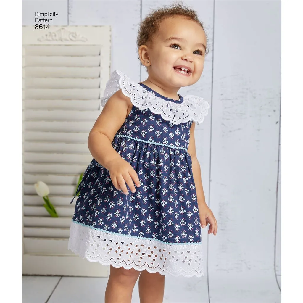 Simplicity Pattern 8614 Babies' Dress, Romper and Panties