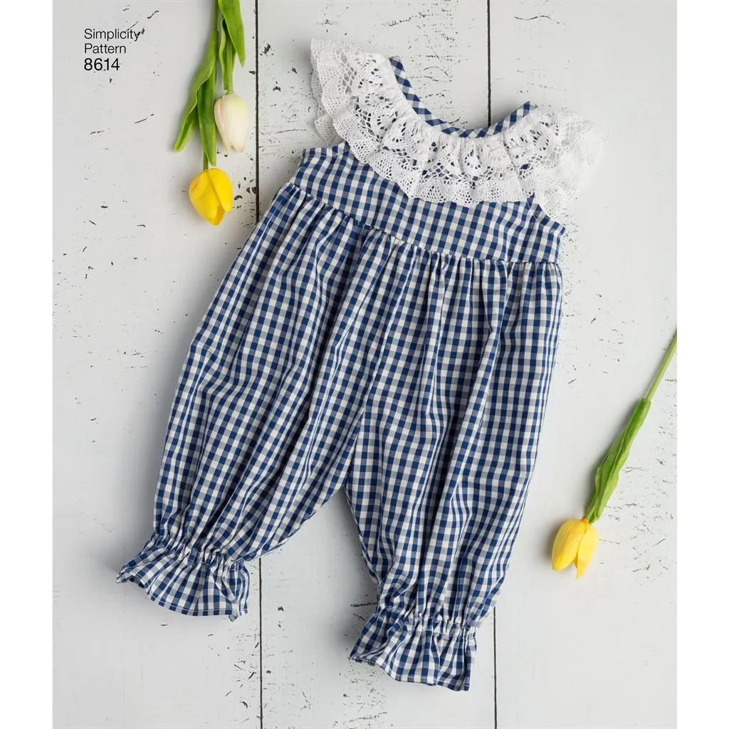 Simplicity Pattern 8614 Babies' Dress, Romper and Panties