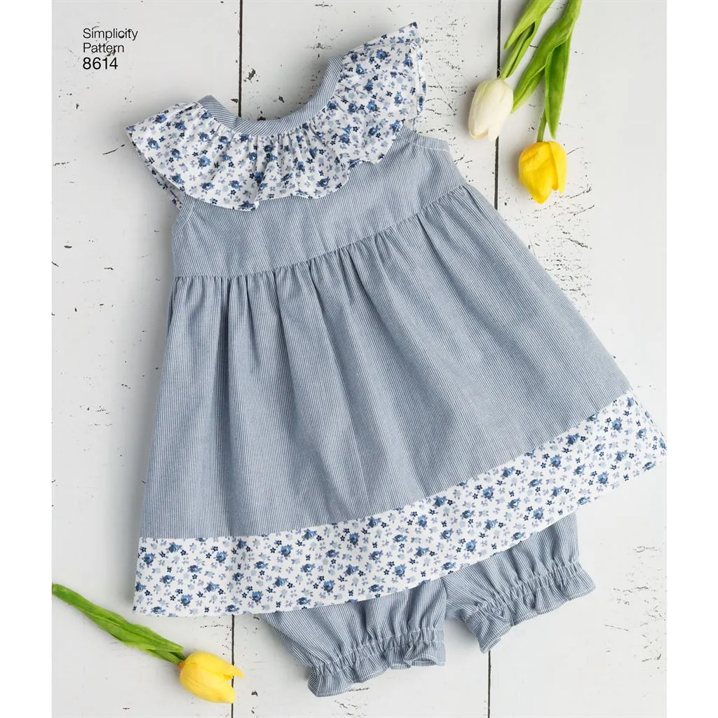 Simplicity Pattern 8614 Babies' Dress, Romper and Panties