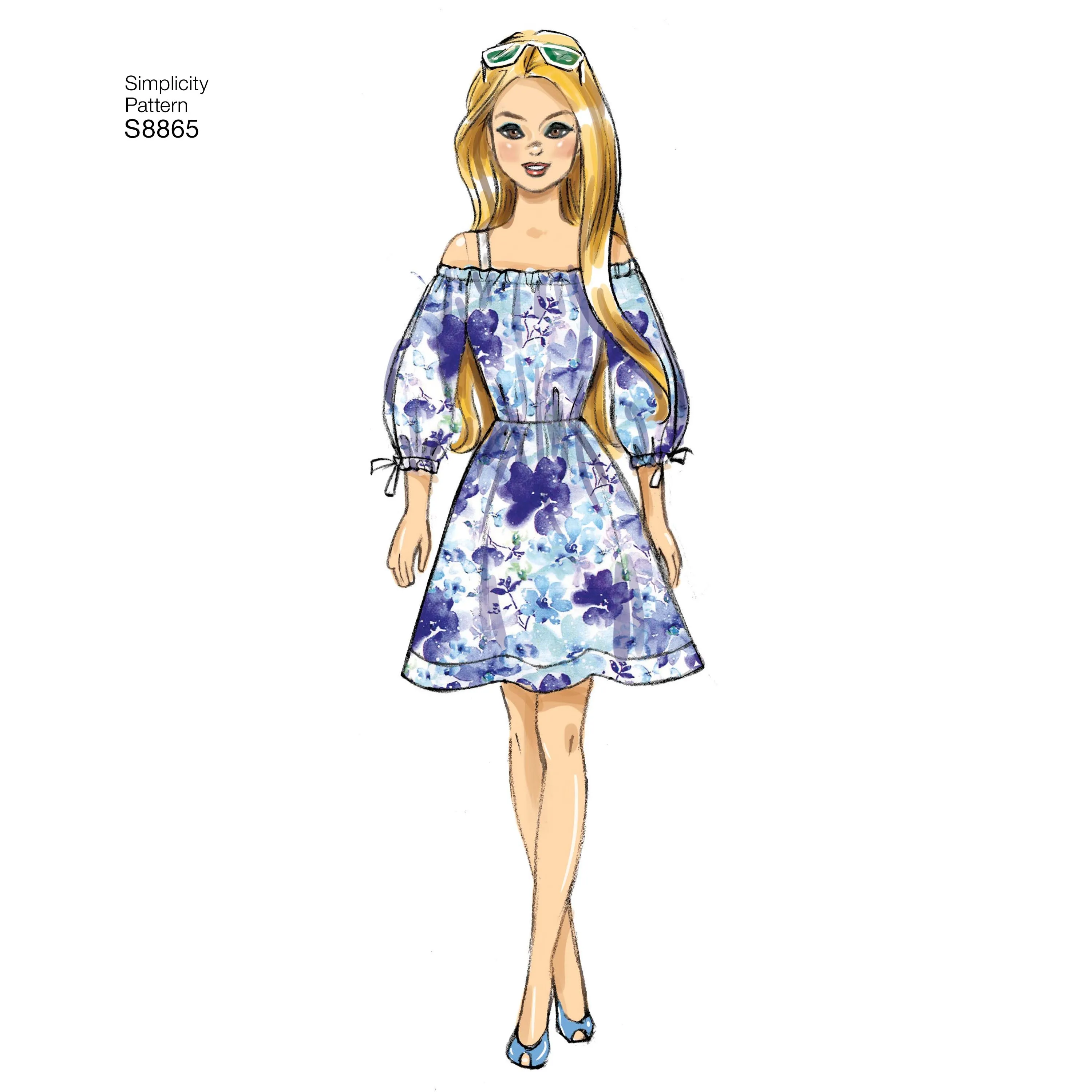 Simplicity Pattern 8865 11 1/2" Fashion Doll Clothes