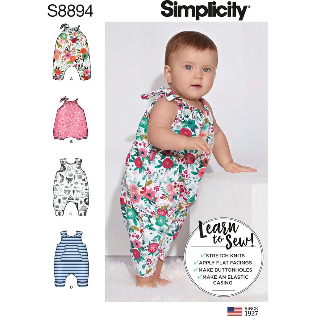 Simplicity Sewing Pattern S8894 Babies' Knit Romper