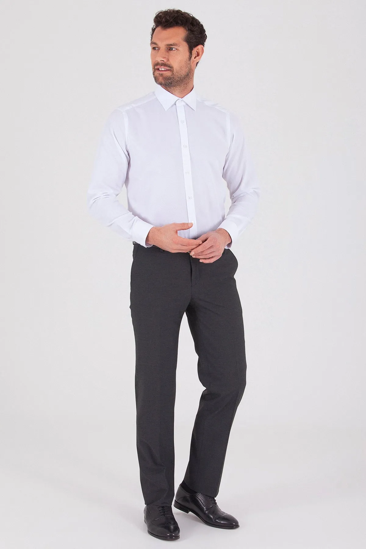 Slim Fit Charcoal Side Pocket Low Waist Dress Pants