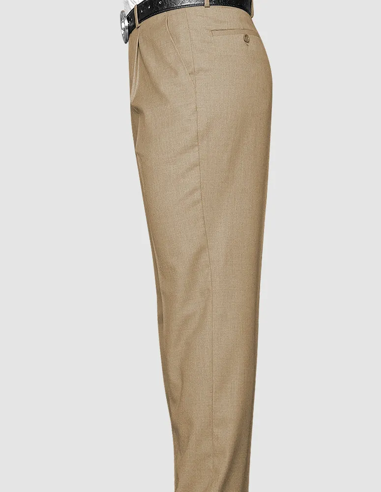 SLIM FIT FLAT FRONT DRESS PANTS, SUPER 150'S ITALIAN FABRIC | PA-200A-Tan