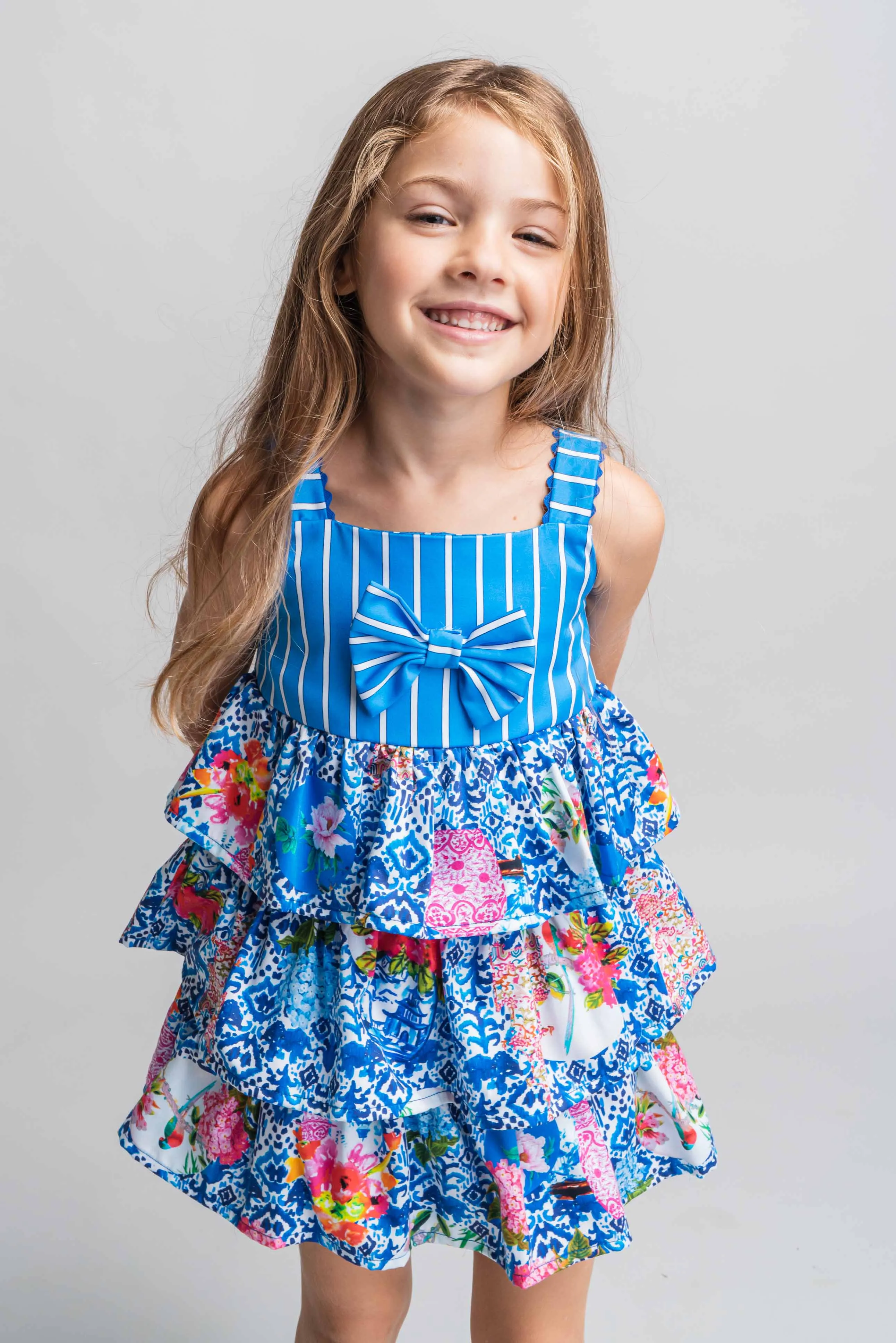 SS21 Rosalita Girls Waterway Blue Floral Dress