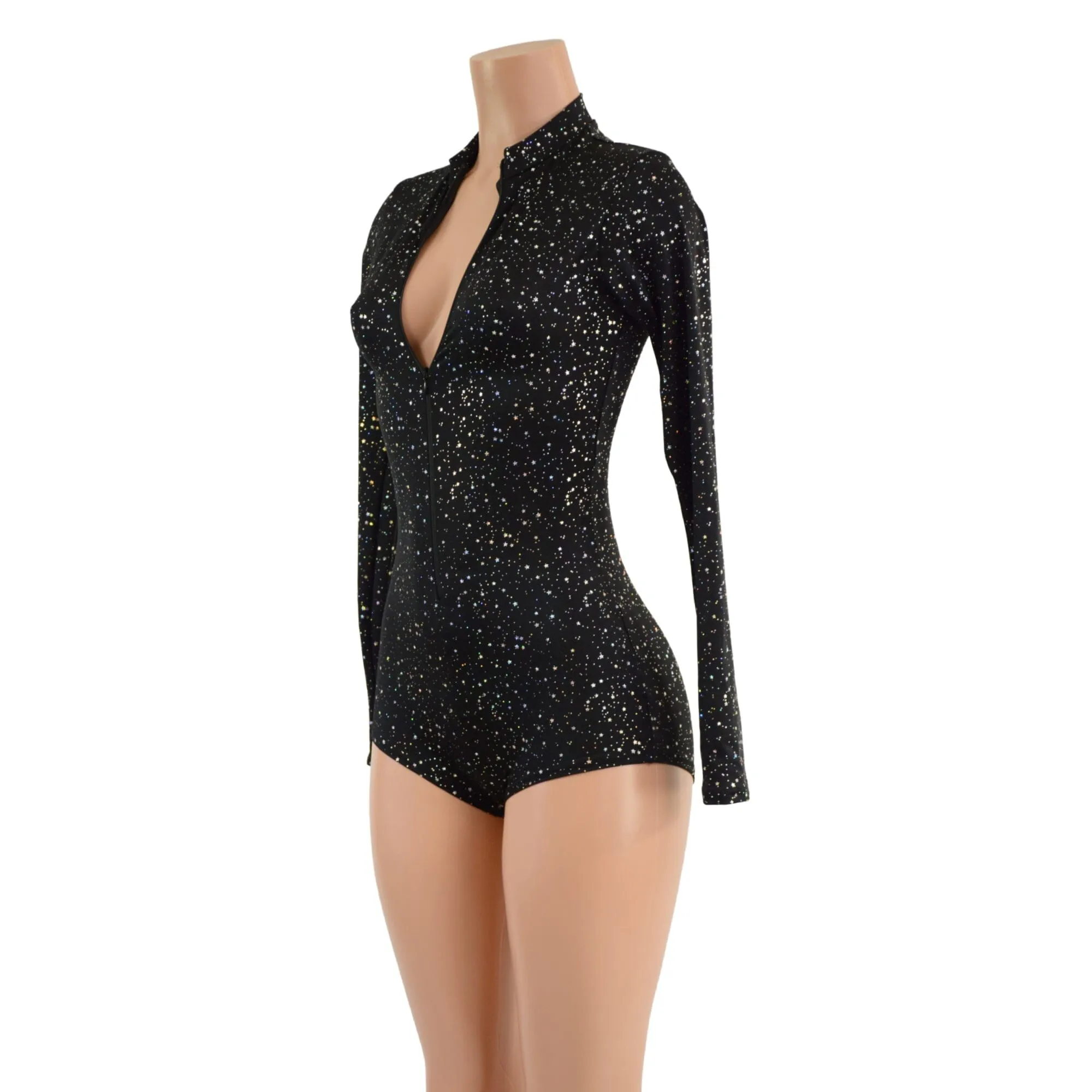 Star Noir Stella Romper with Long Sleeves & Boy Cut Leg