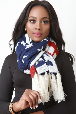 Stars And Stripes Fringe Hem Scarf