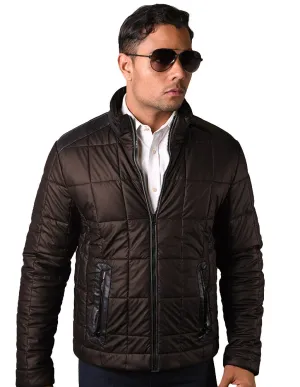 Statement Men'S Black Quilted Puffer Jacket| JK-100| Brown