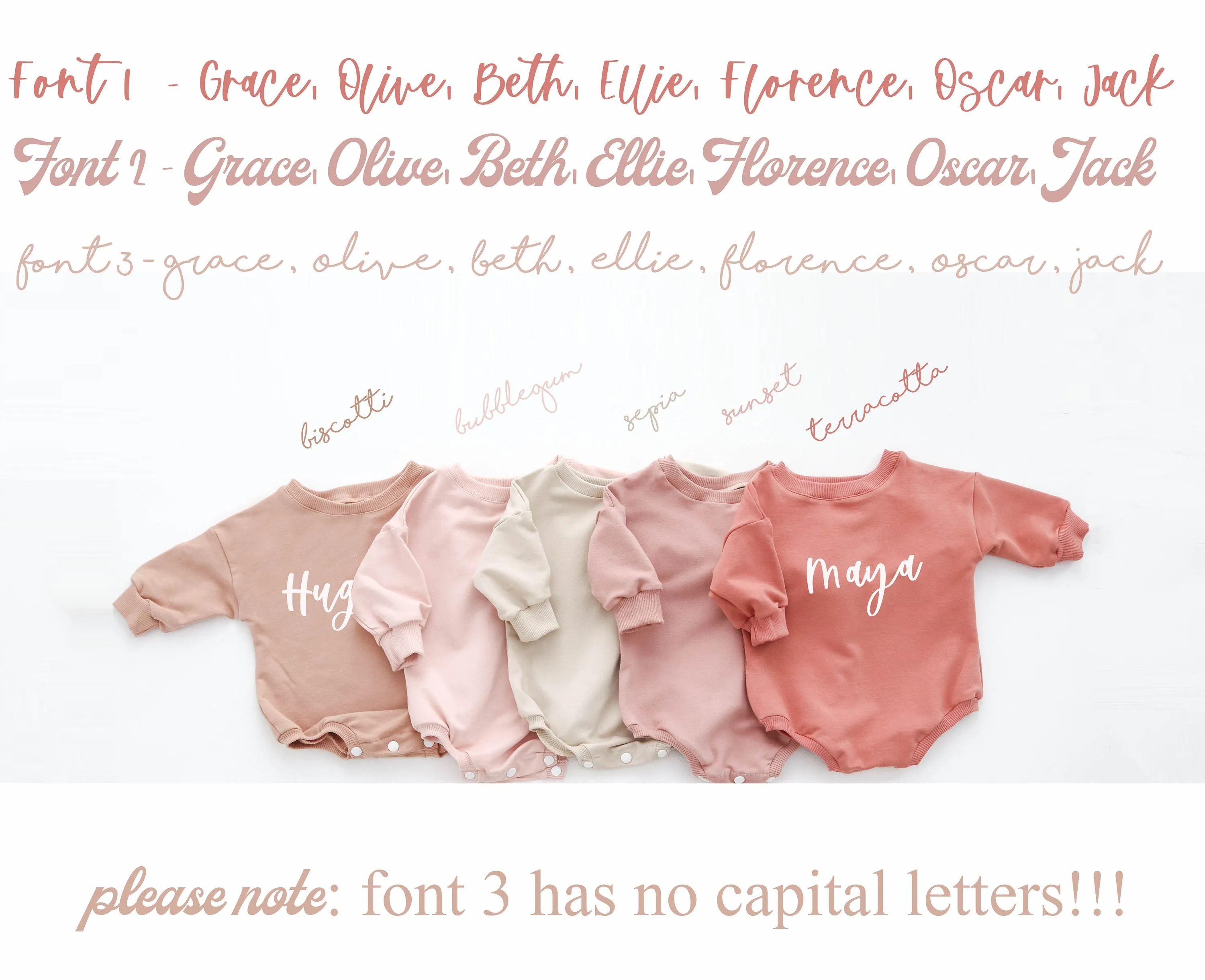 Stone PERSONALISED sweatshirt romper. { 3 FONTS }