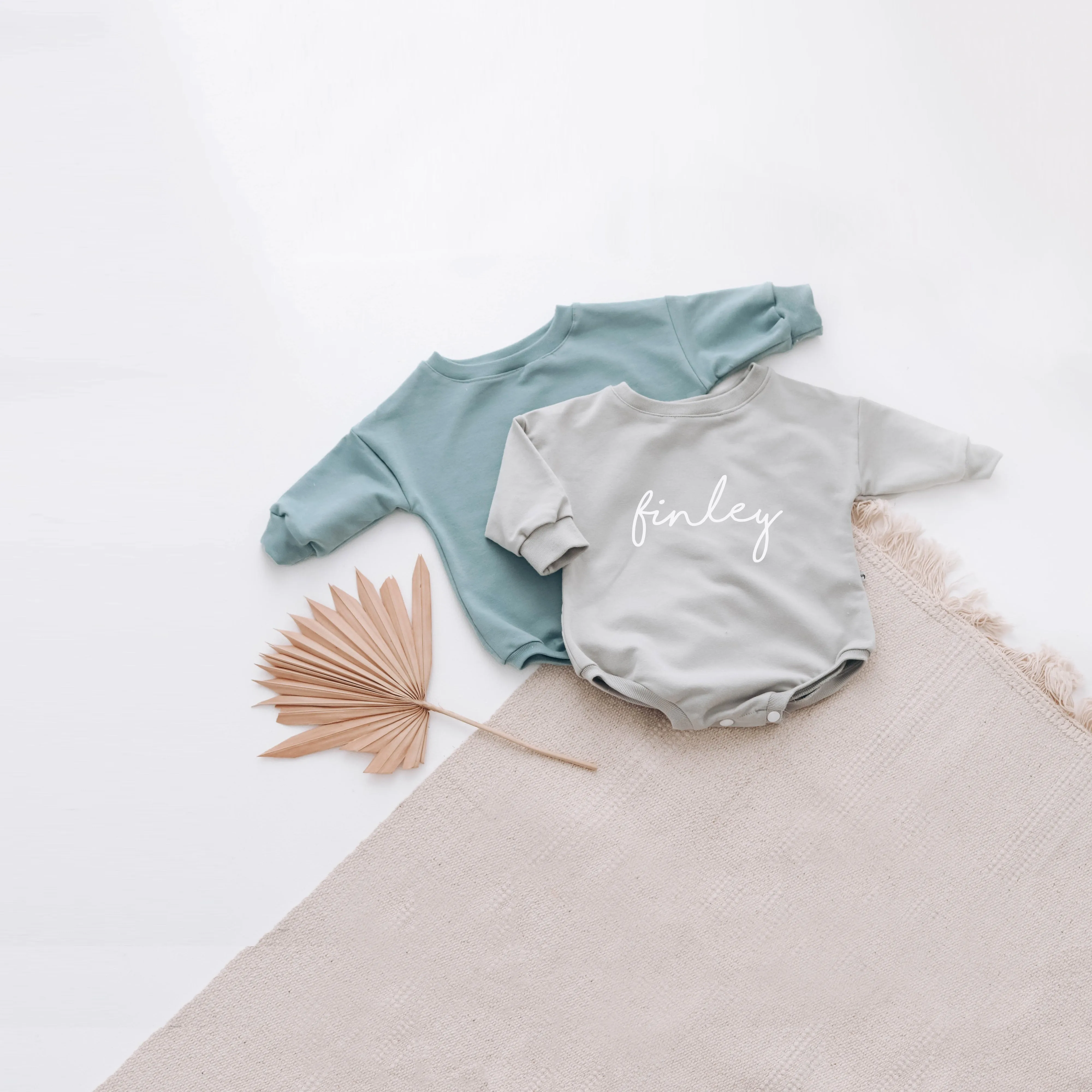 Stone PERSONALISED sweatshirt romper. { 3 FONTS }