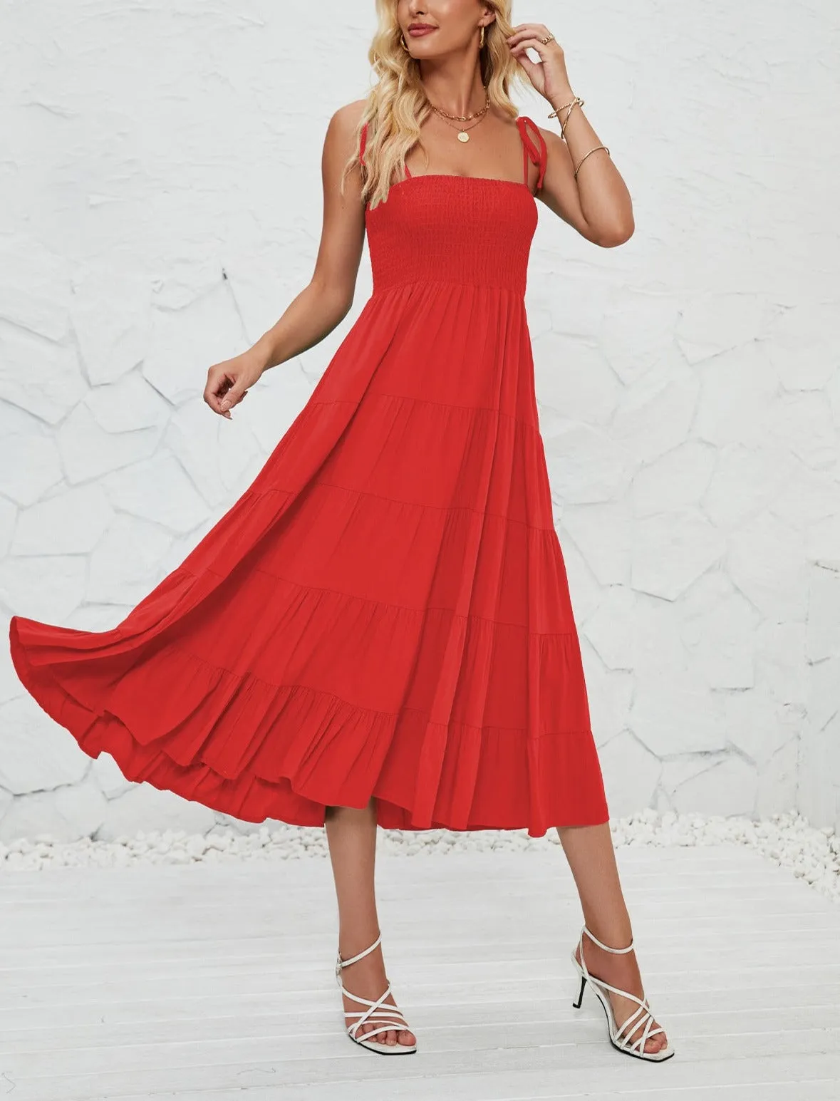 Summer Bohemian Pleated Layered Dress