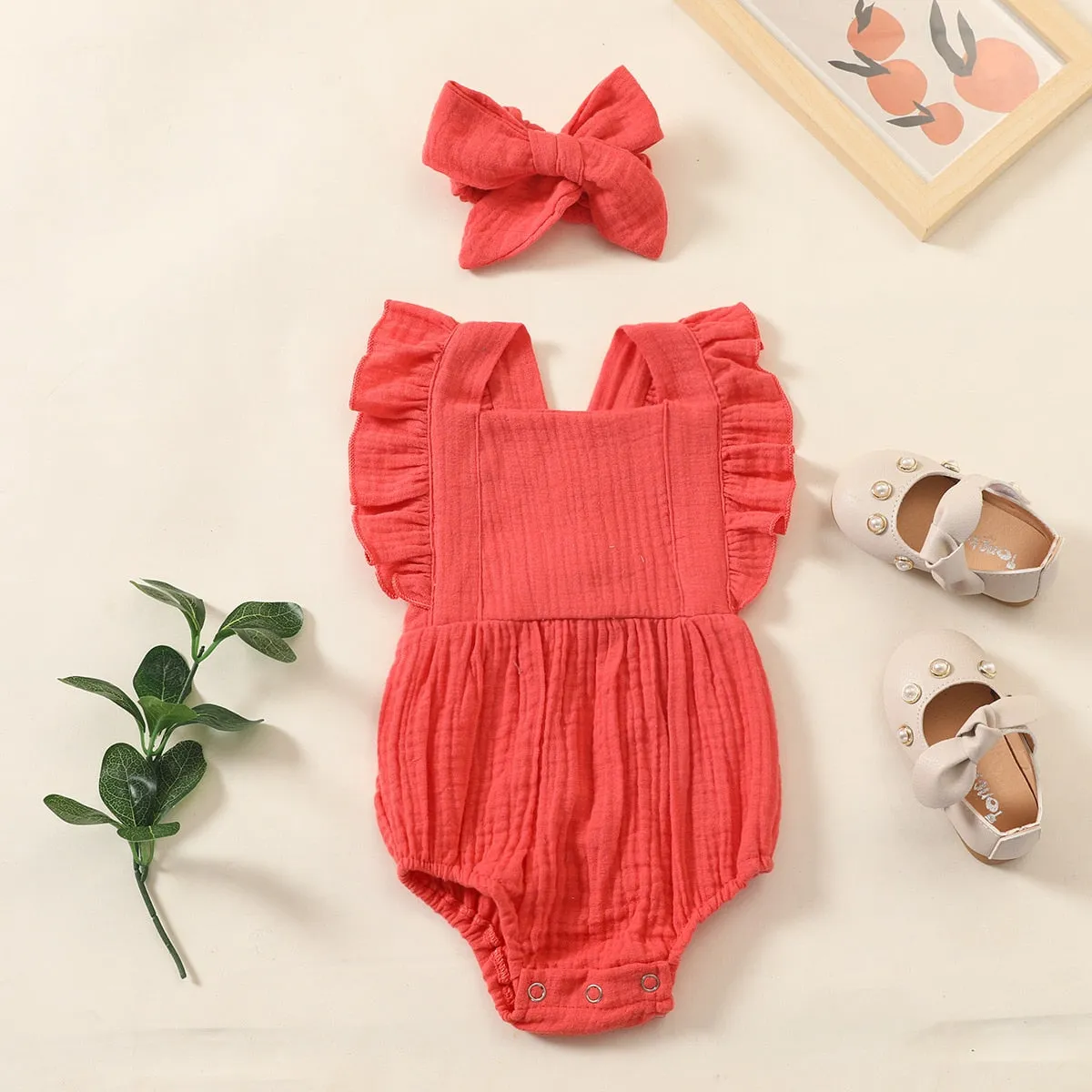 Summer Newborn Infant Baby Girls Romper   Headband